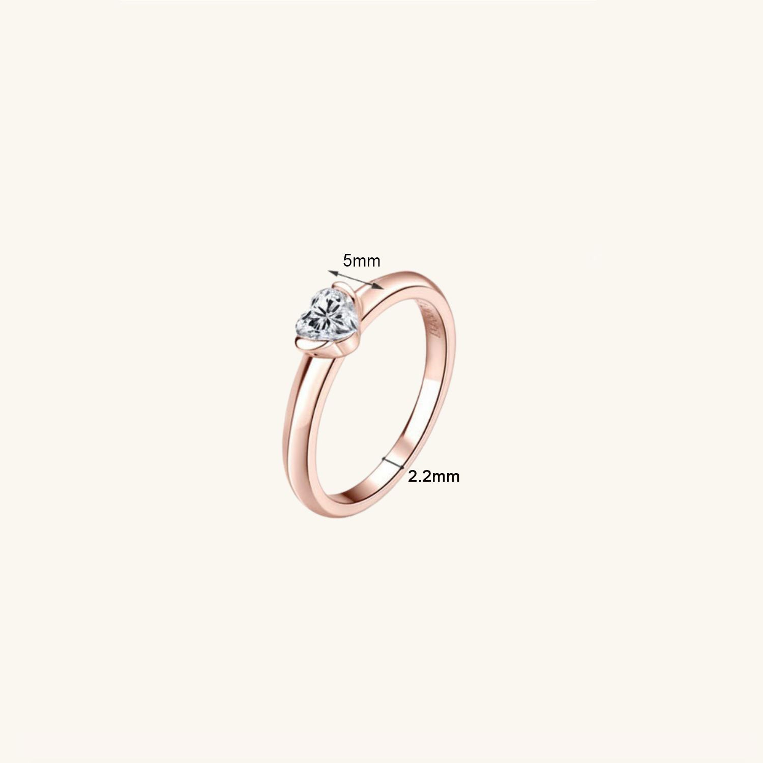 Heart Moissanite Solitaire Ring - Rose Gold