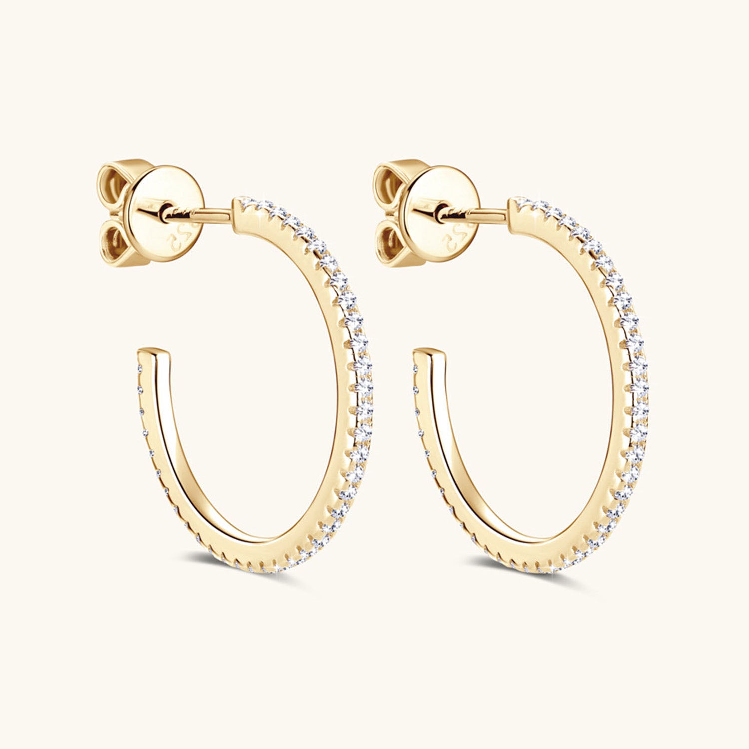 Iced Out Moissanite C Hoop Earrings - Gold