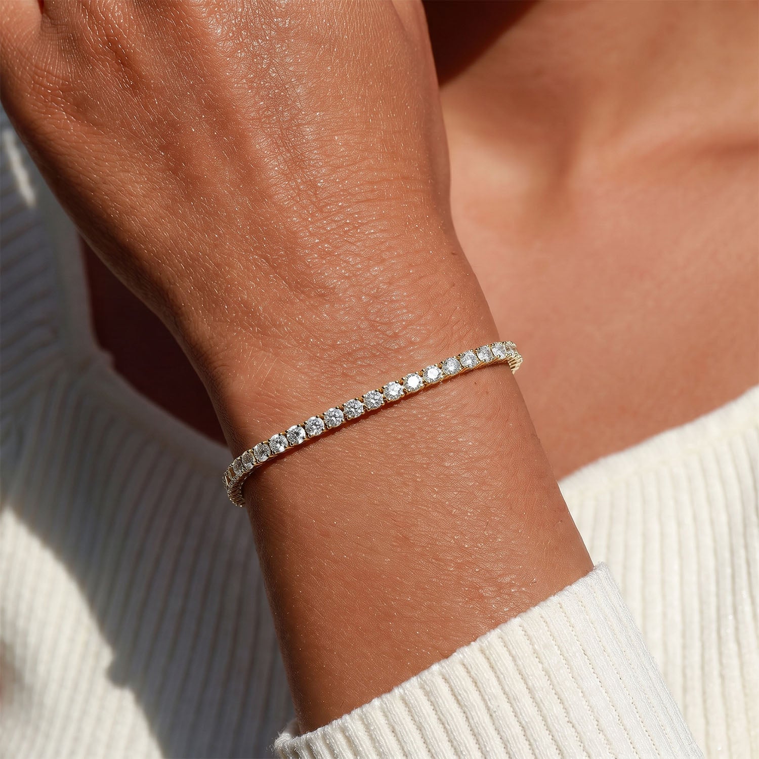 Iced Out Moissanite Tennis Bracelet - Gold