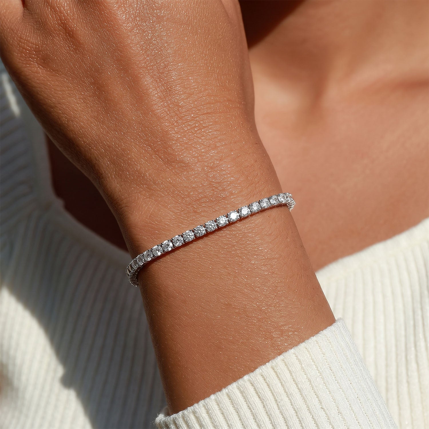 Iced Out Moissanite Tennis Bracelet - Silver
