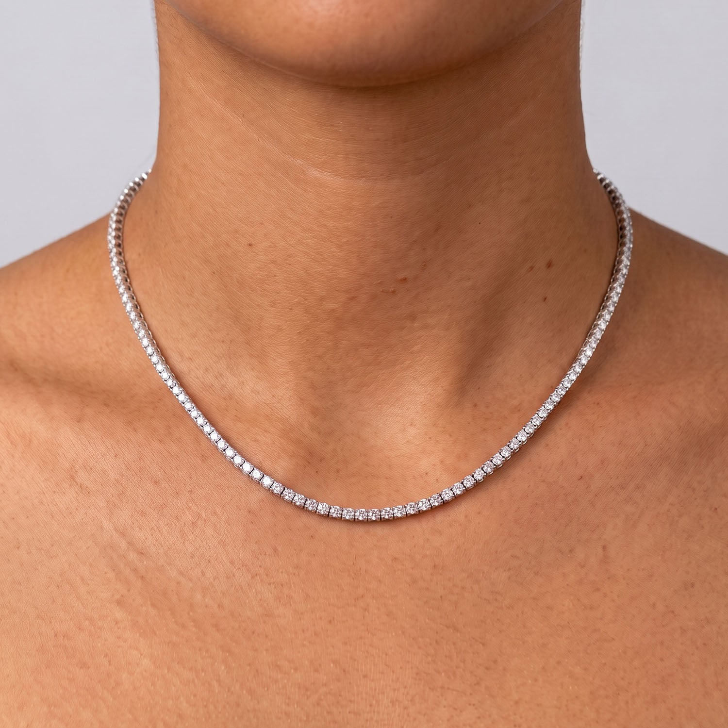 Iced Out Moissanite Tennis Necklace - Silver