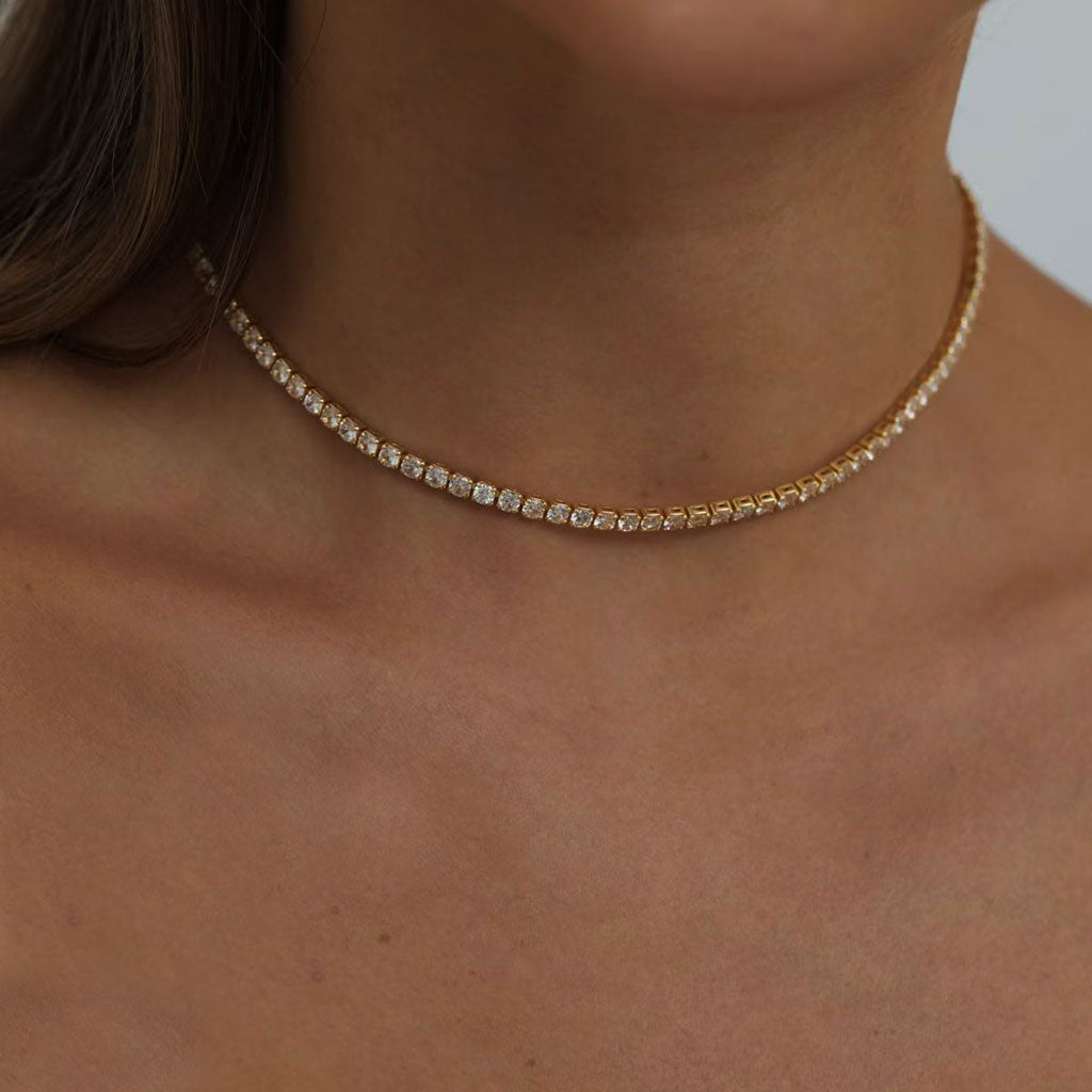 Iced Out Tennis Necklace - Gold