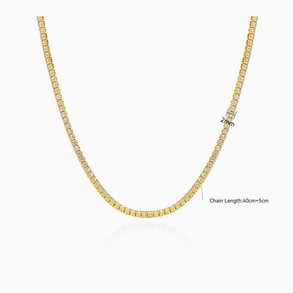 Iced Out Tennis Necklace - Gold