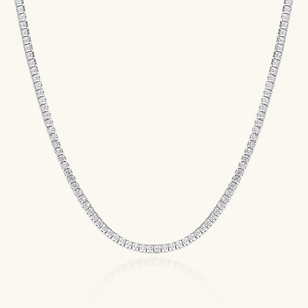Iced Out Tennis Necklace - Silver