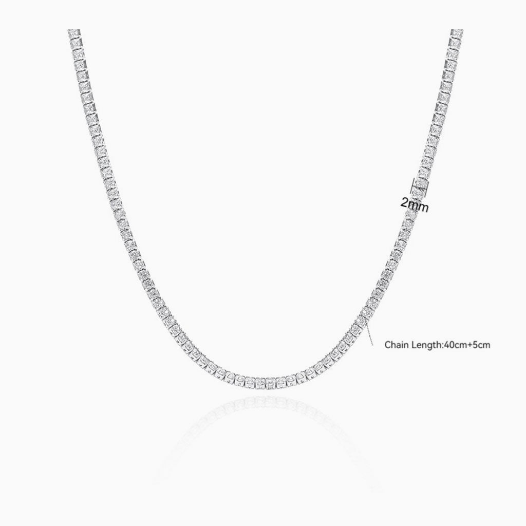 Iced Out Tennis Necklace - Silver