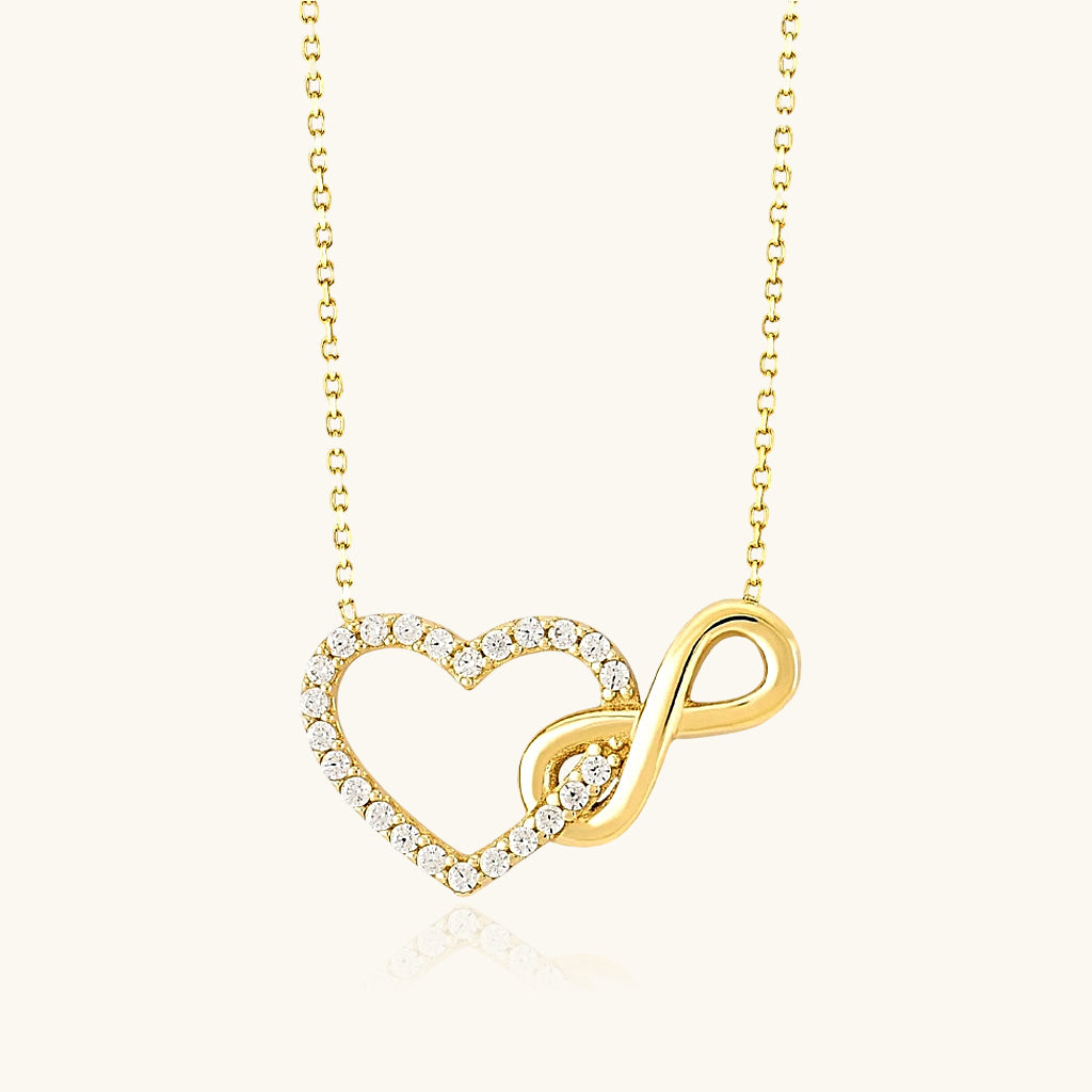 Infinity Diamond Heart Necklace - Gold