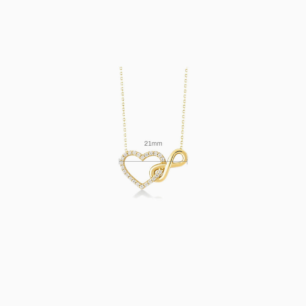 Infinity Diamond Heart Necklace - Gold