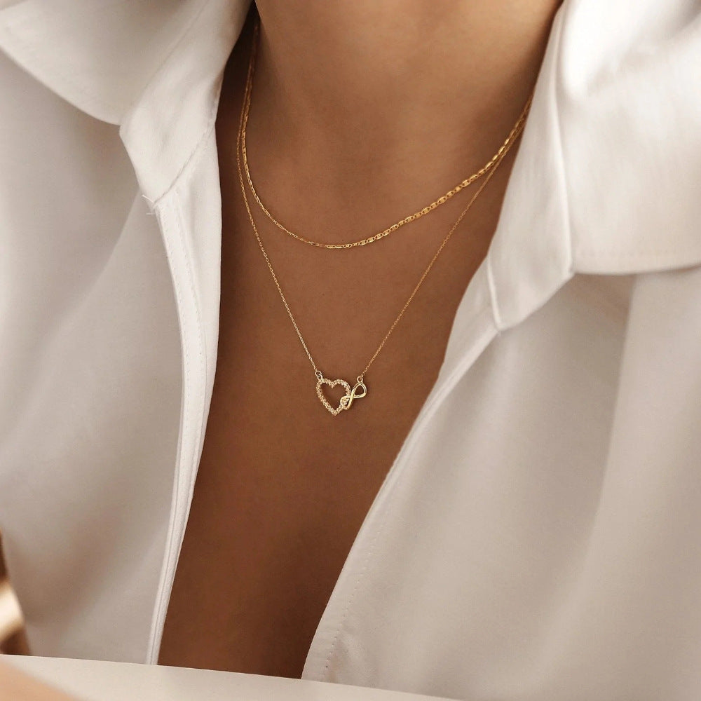 Infinity Diamond Heart Necklace - Gold