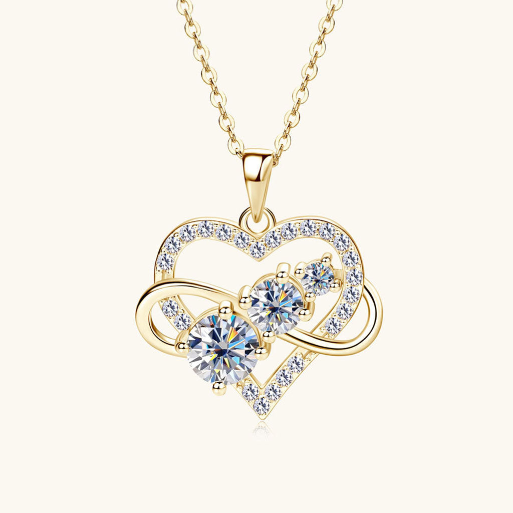Infinity Heart Moissanite Necklace - Gold