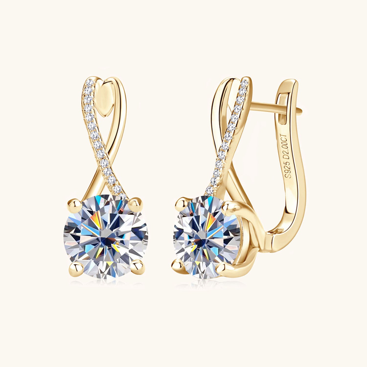 Infinity Moissanite Drop Earrings - Gold