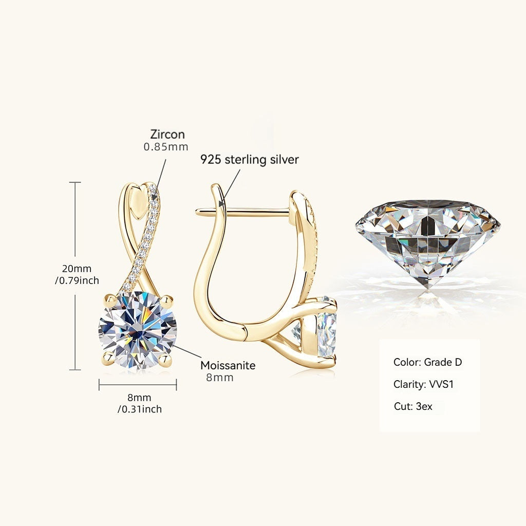 Infinity Moissanite Drop Earrings - Gold