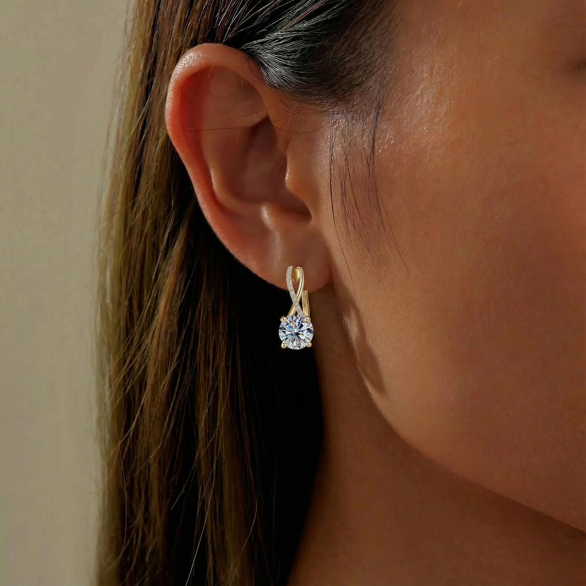 Infinity Moissanite Drop Earrings - Gold