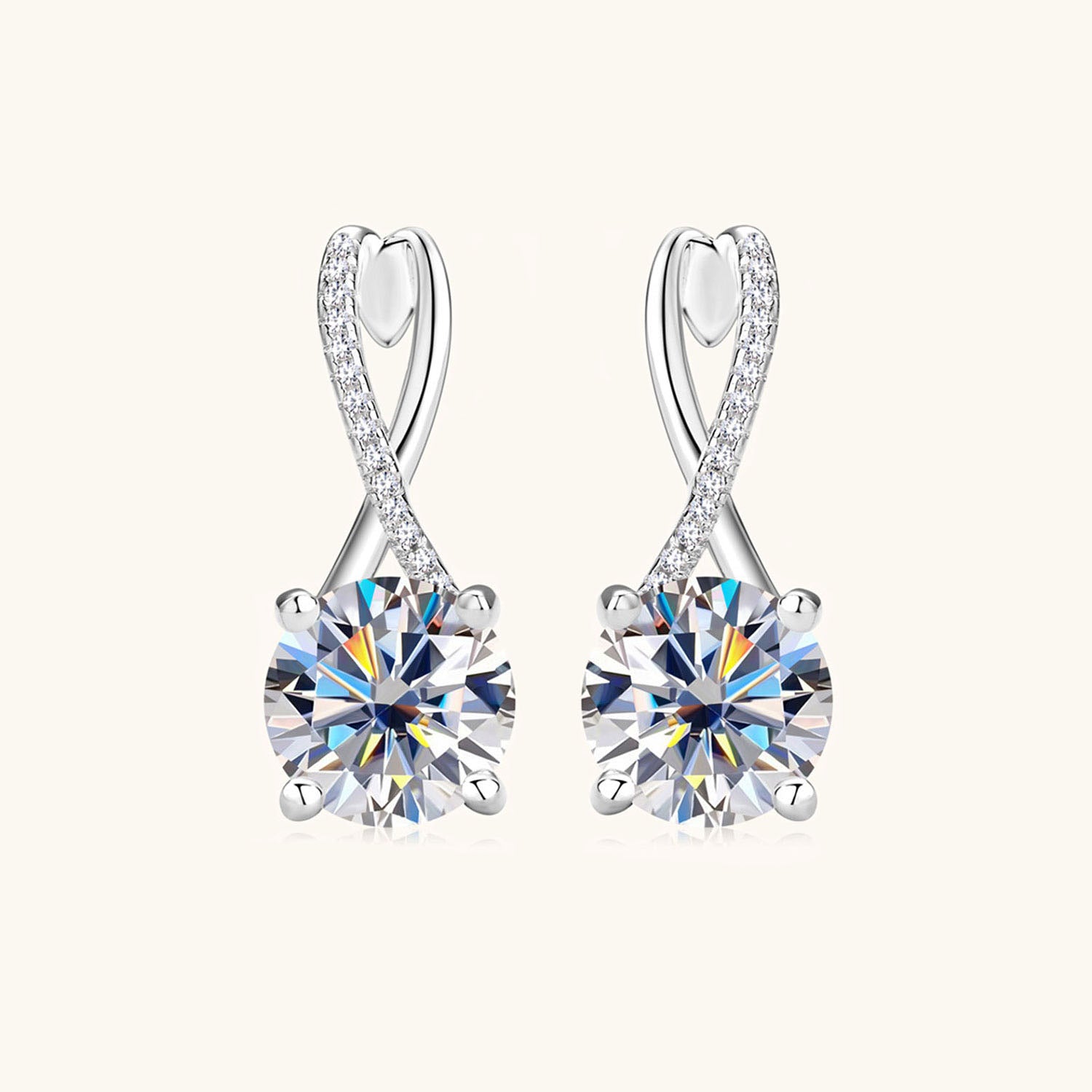 Infinity Moissanite Drop Earrings - Silver