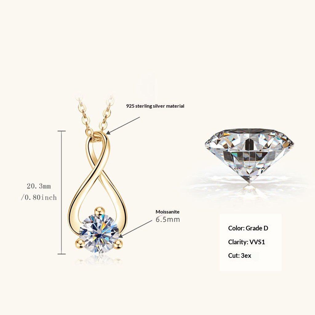 Infinity Moissanite Pendant Necklace - Gold
