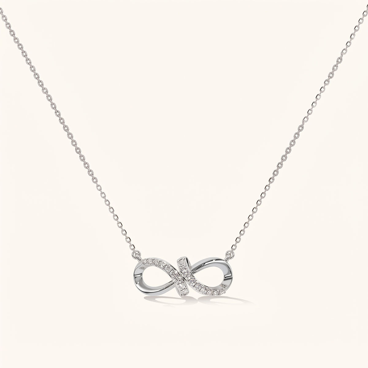 Infinity Simulated Diamond Necklace - Silver