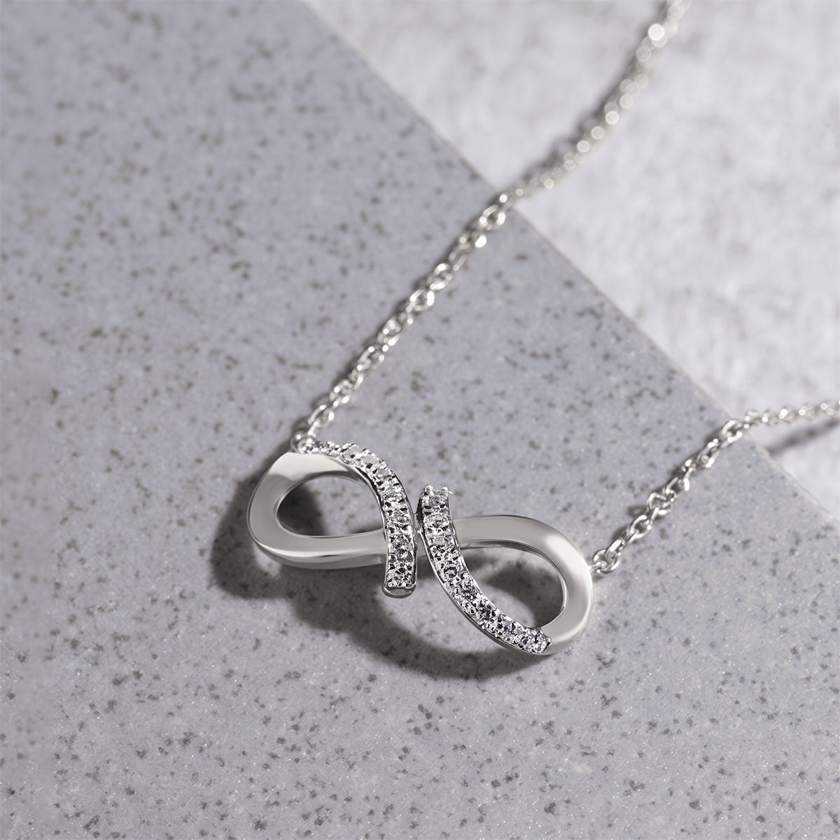Infinity Simulated Diamond Necklace - Silver