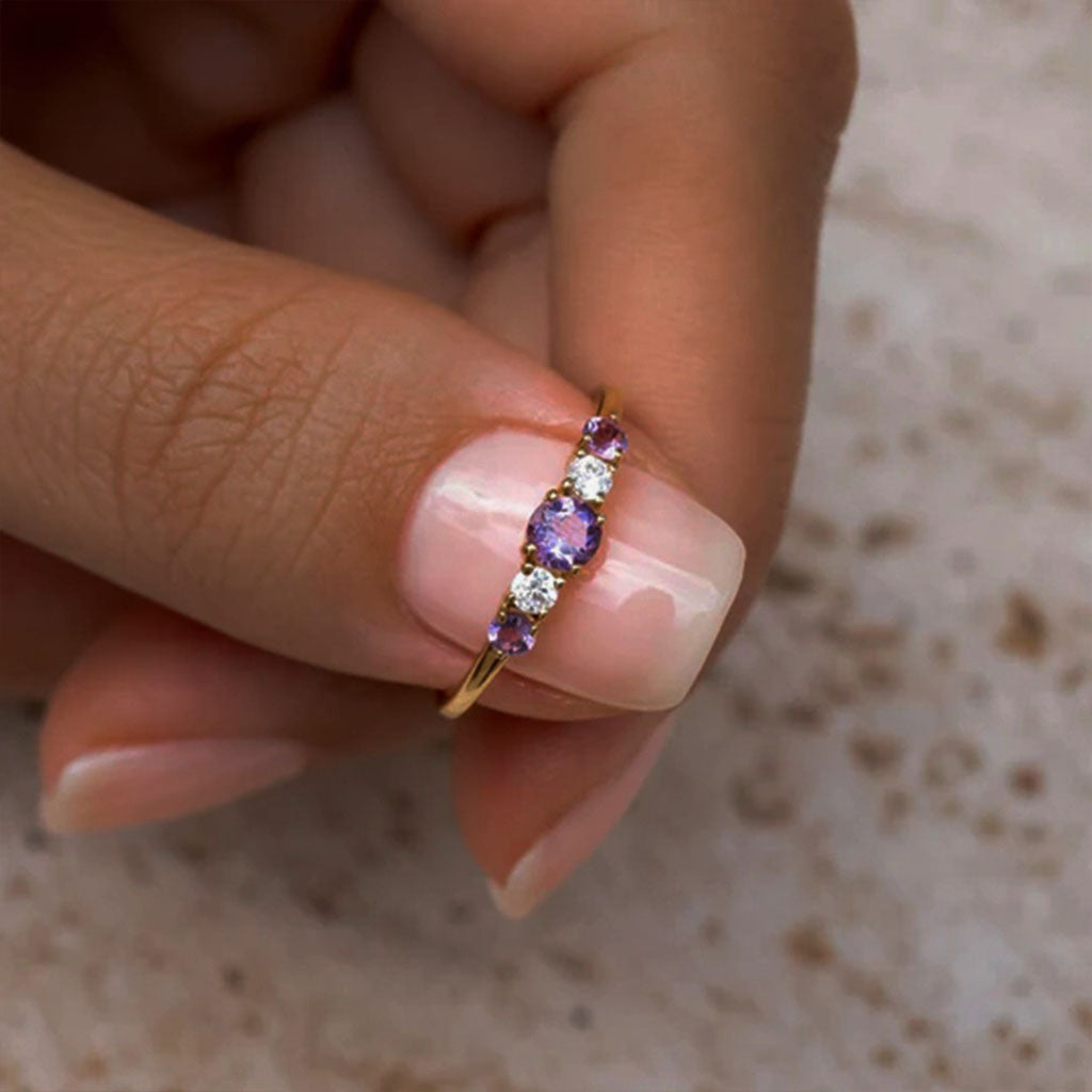 Inspirational Five Stone Open Ring - Gold