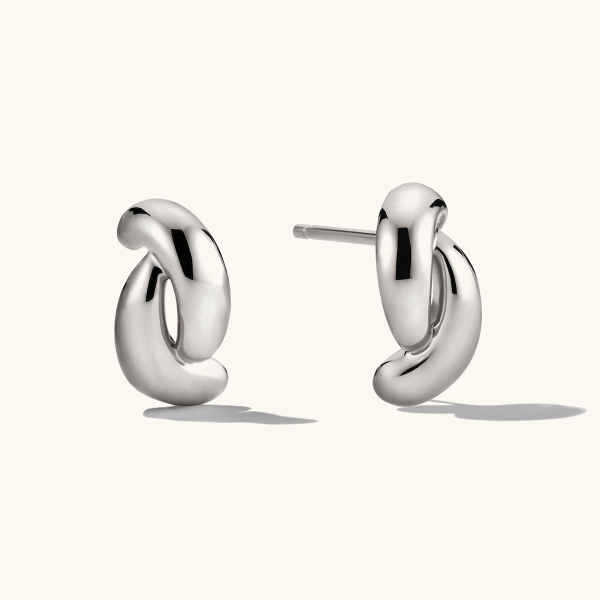 Interlocking Double C Hoop Illusion Earrings - Silver