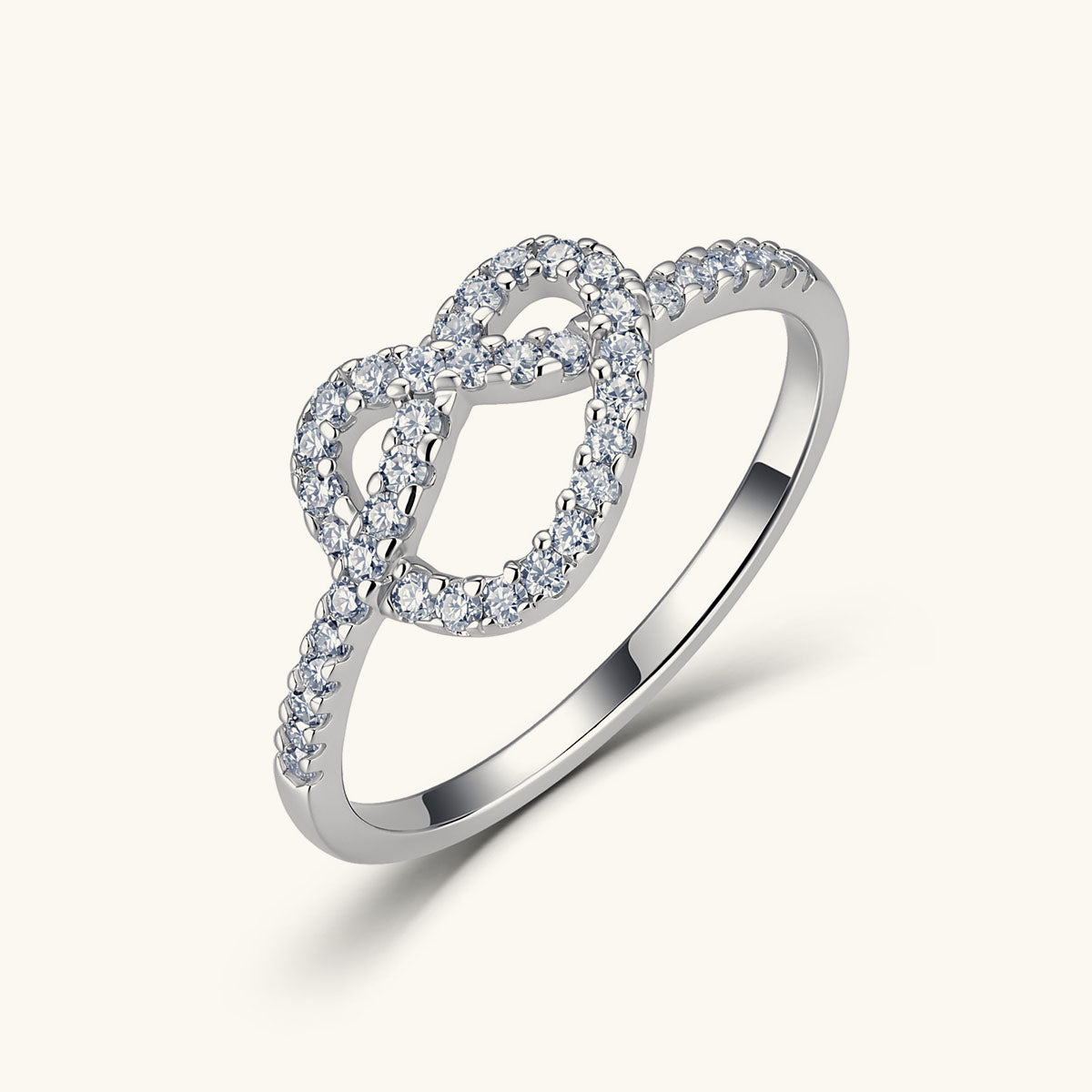 Intertwined Moissanite Love Knot Ring - Silver
