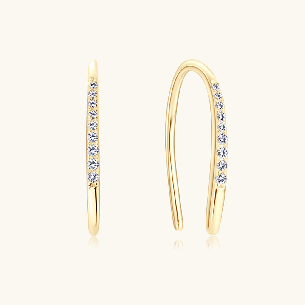 Inverted U Shaped Moissanite Cuff Earrings - Gold