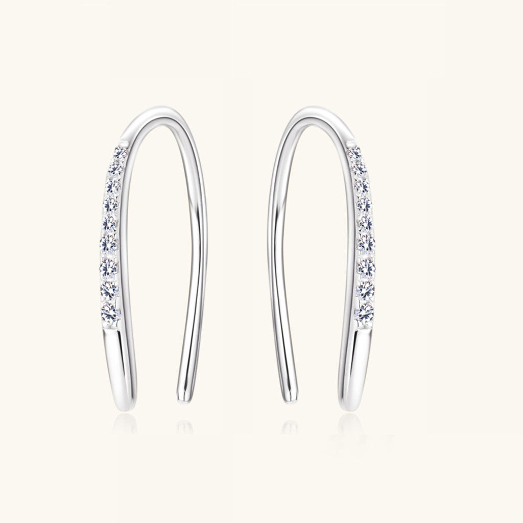 Inverted U Shaped Moissanite Cuff Earrings - Silver