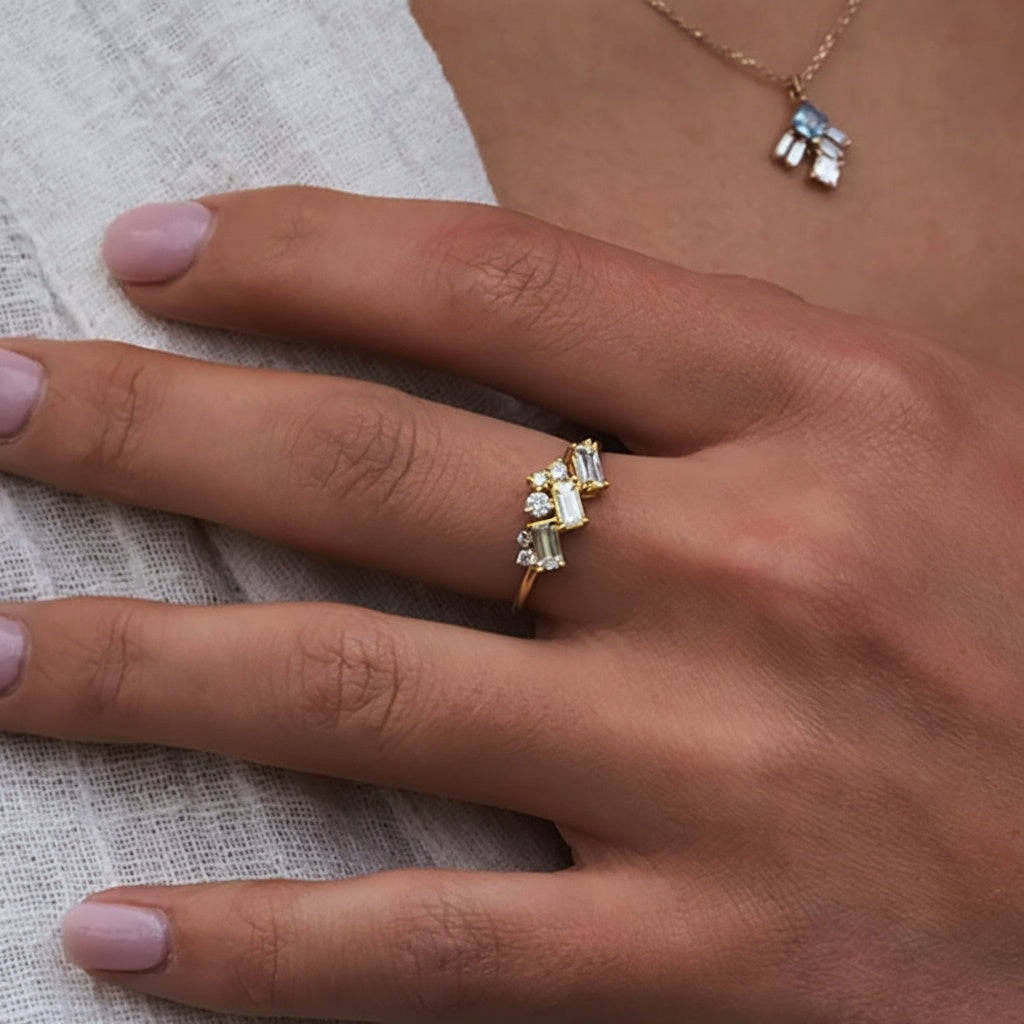 Luminous Diamond Statement Ring - Gold