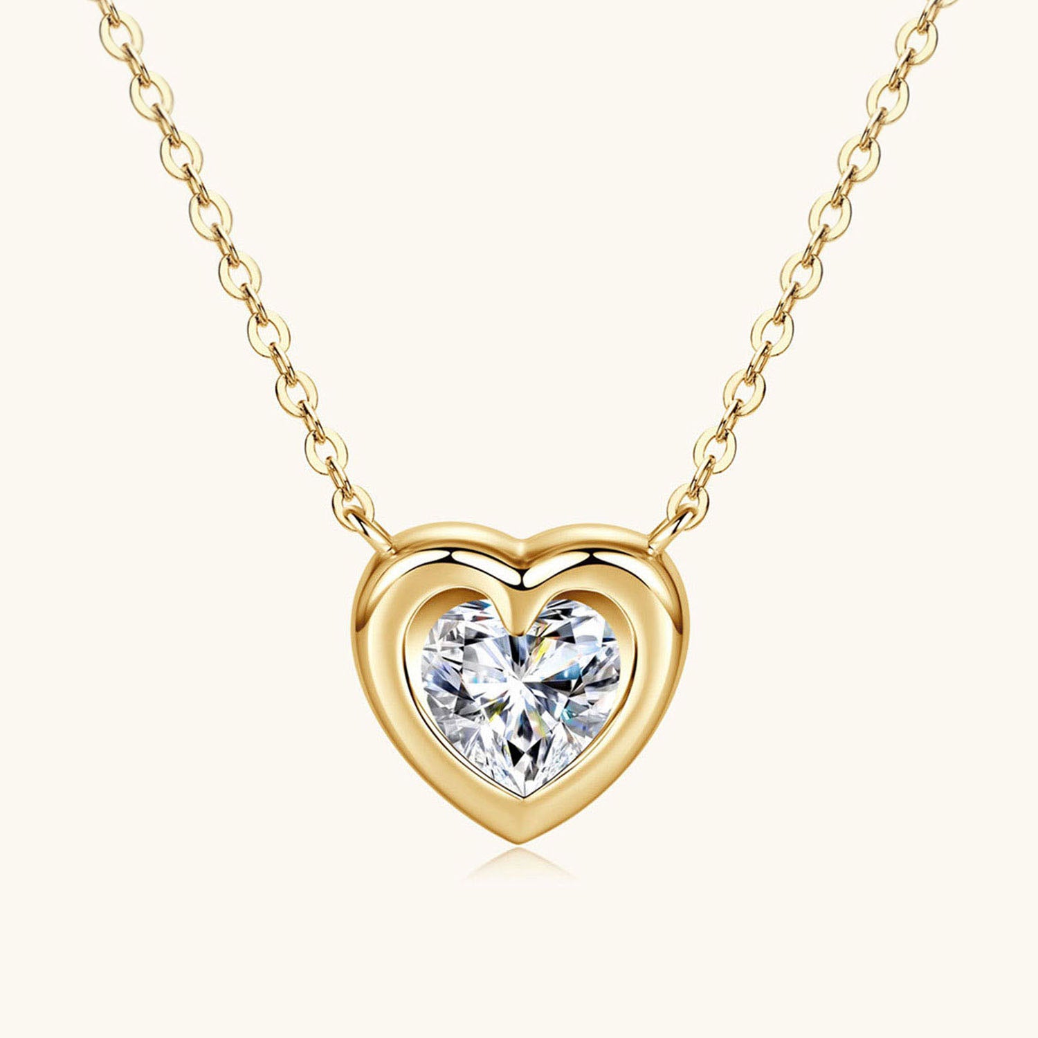 Luminous Heart Moissanite Necklace - Gold