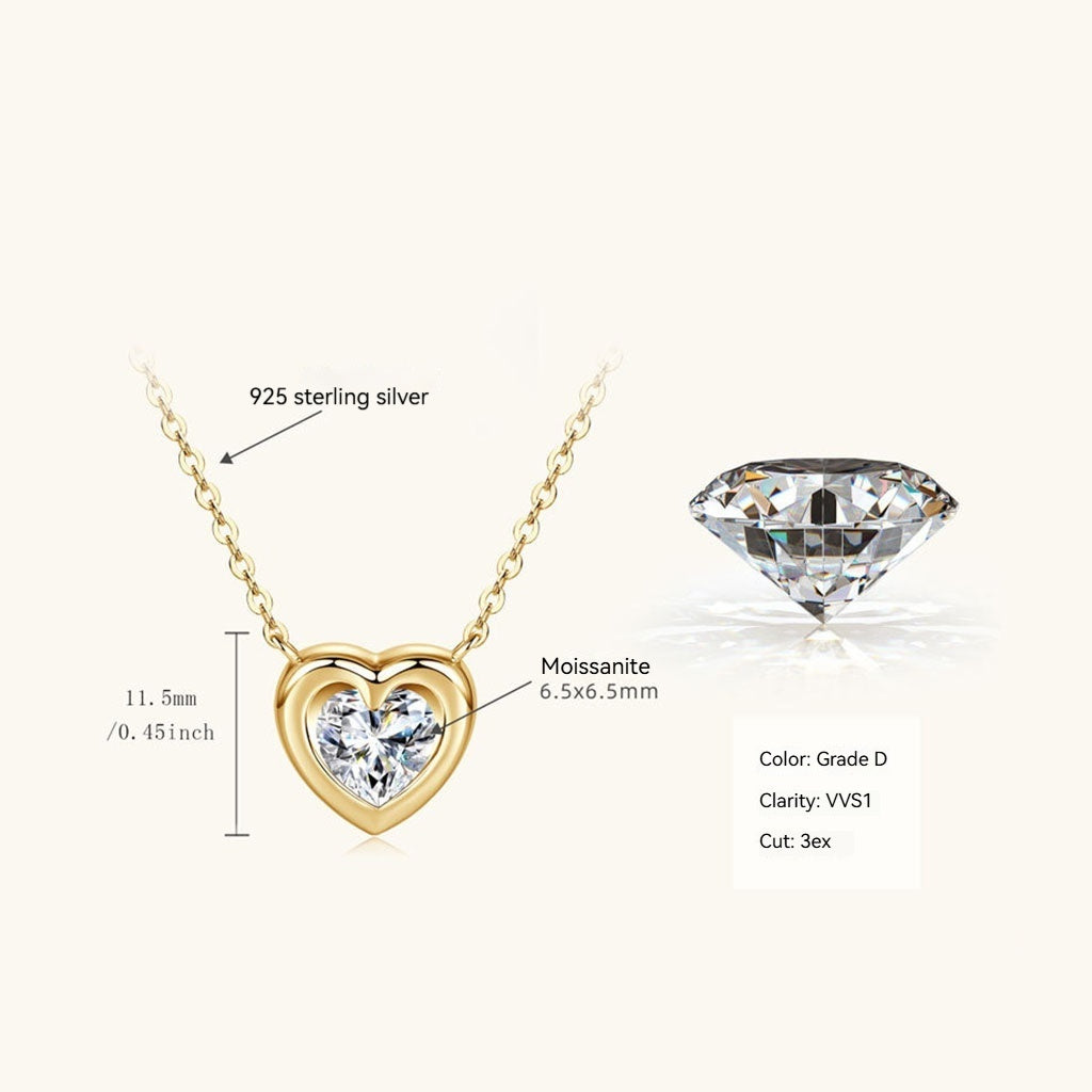 Luminous Heart Moissanite Necklace - Gold