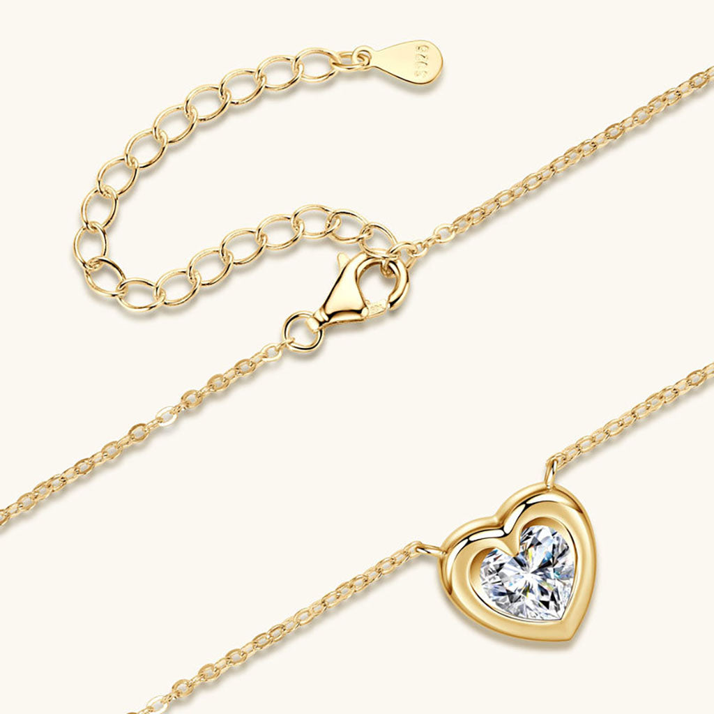 Luminous Heart Moissanite Necklace - Gold