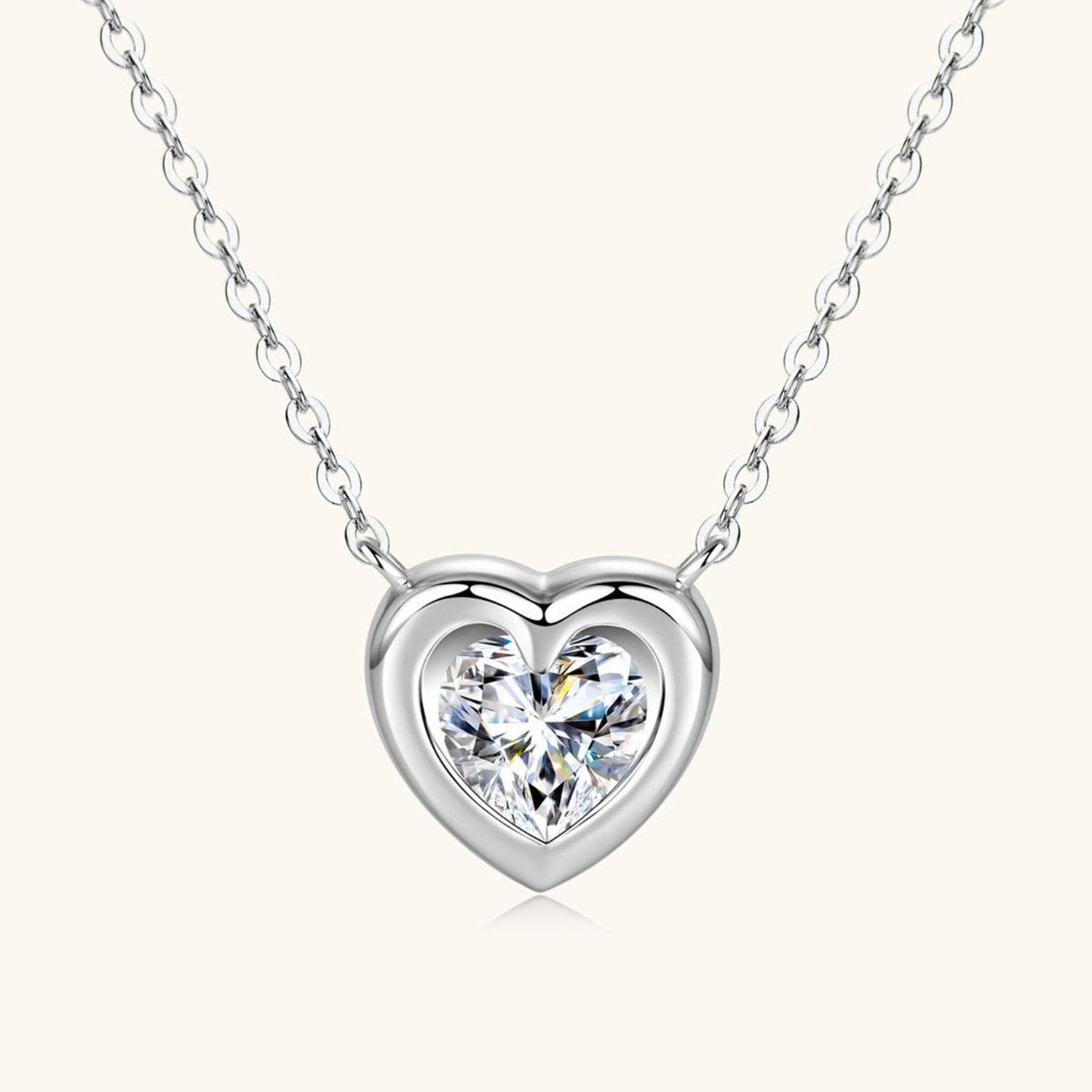 Luminous Heart Moissanite Necklace - Silver