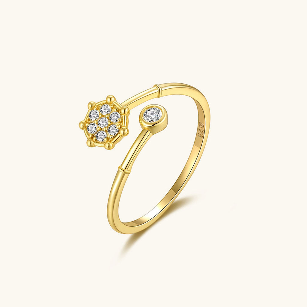 Luxe Diamond Open Wrap Ring - Gold