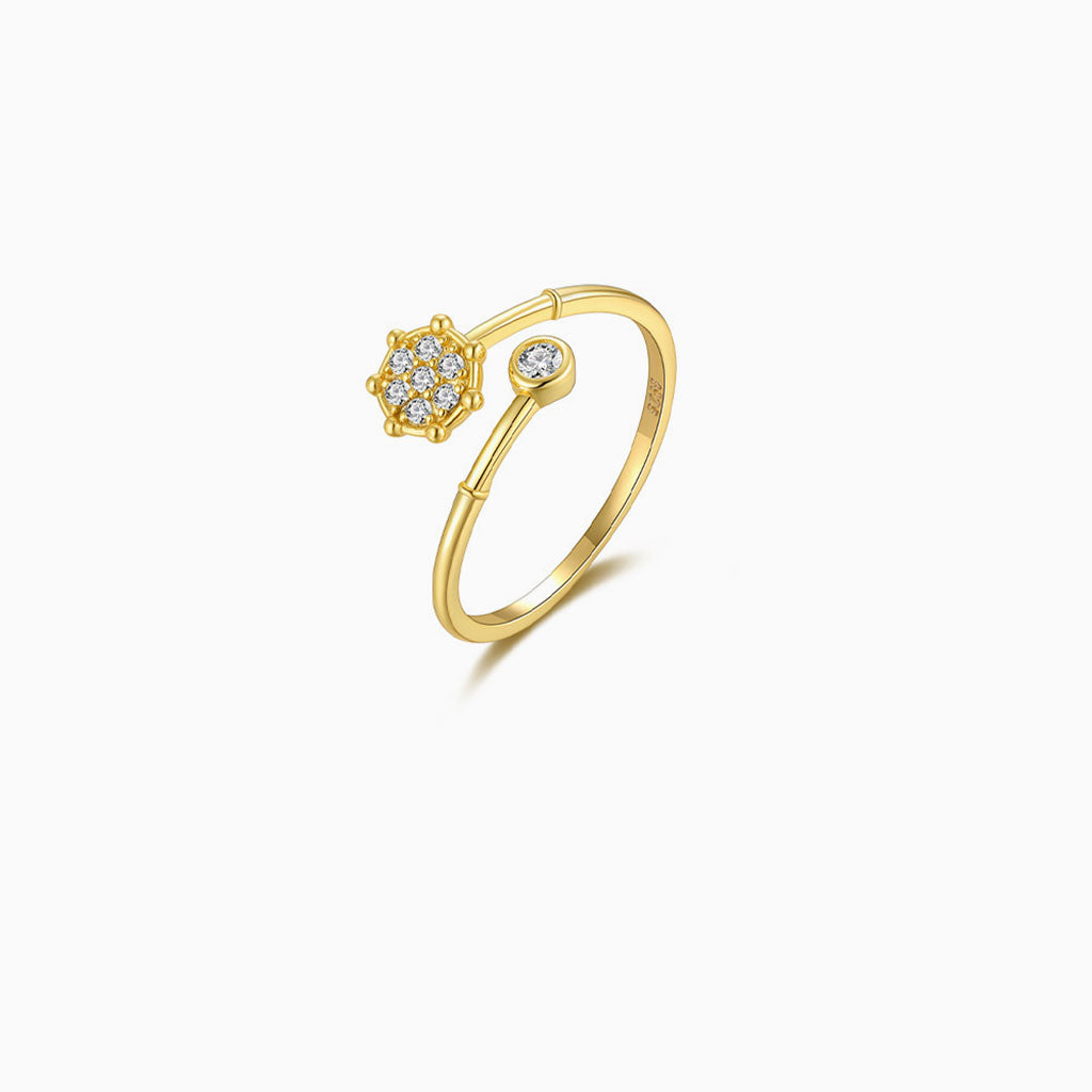 Luxe Diamond Open Wrap Ring - Gold