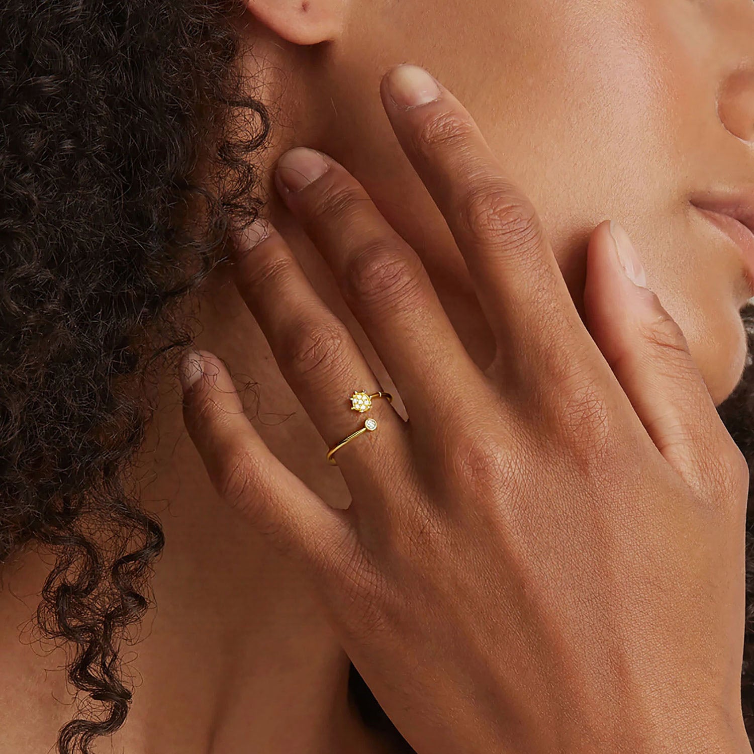 Luxe Diamond Open Wrap Ring - Gold