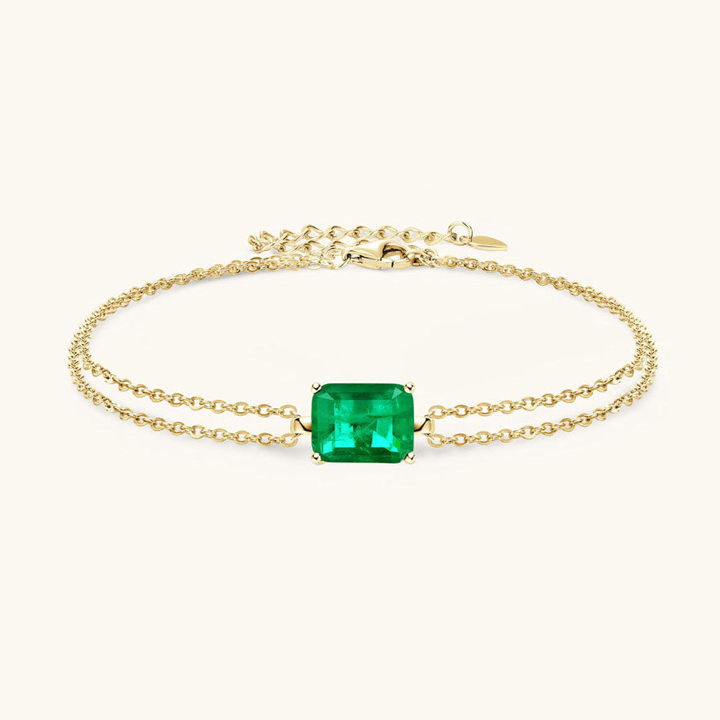 Luxe Emerald Layered Bracelet - Gold