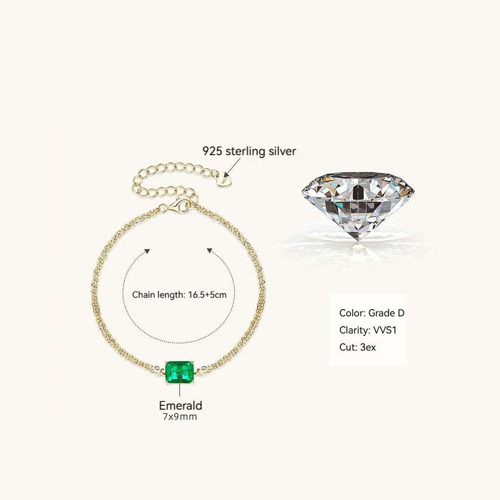 Luxe Emerald Layered Bracelet - Gold