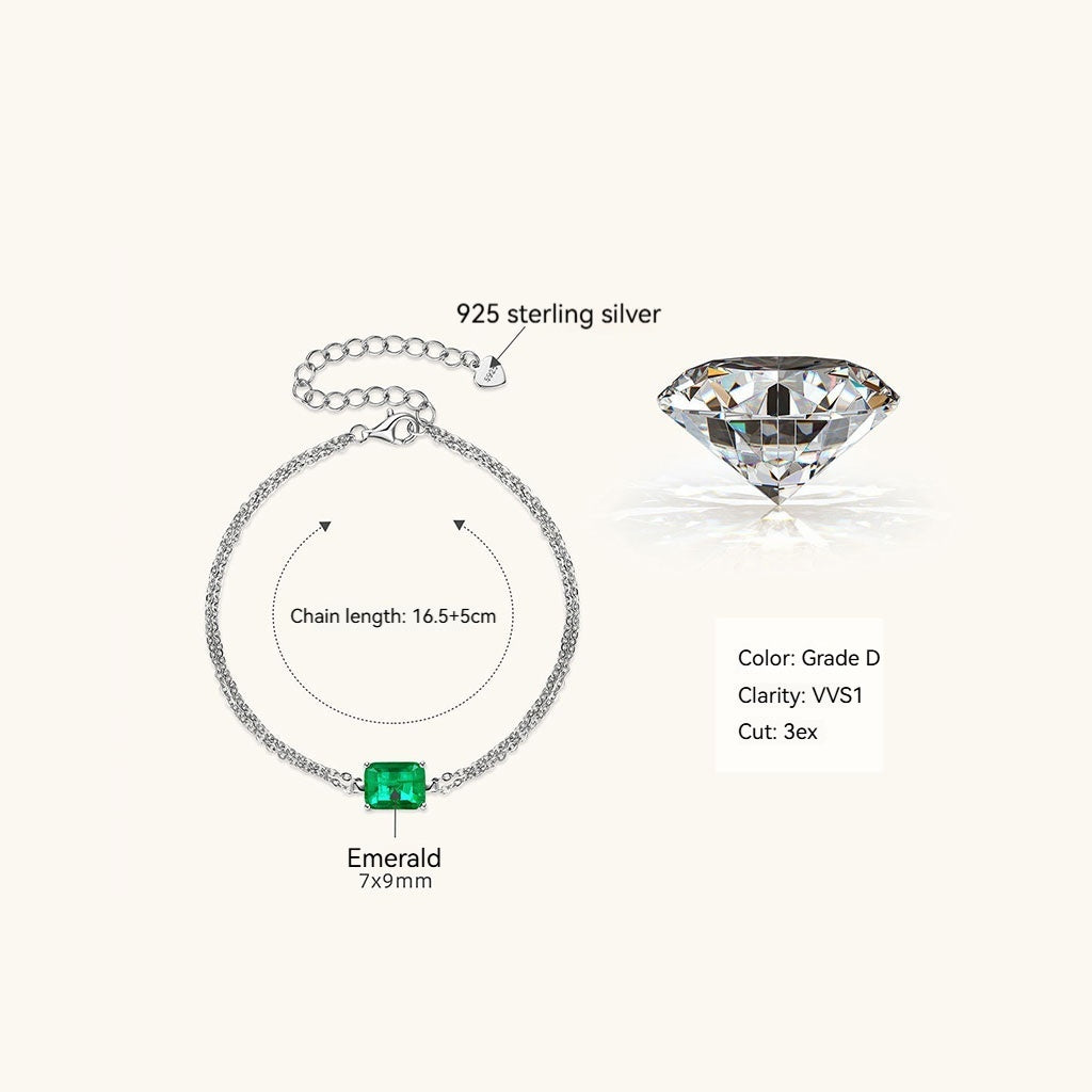 Luxe Emerald Layered Bracelet - Silver