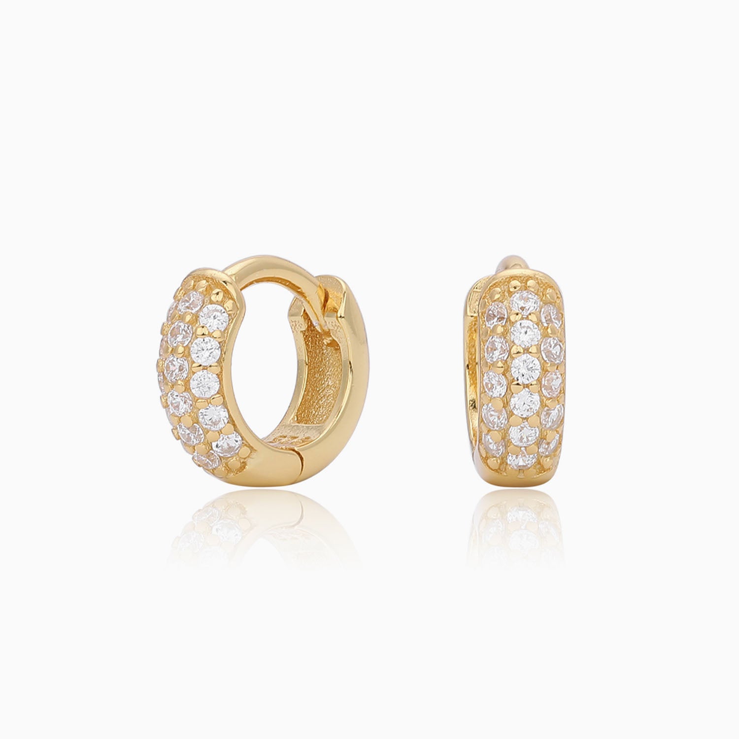 Luxe Half Eternity Huggie Hoop Earrings - Gold