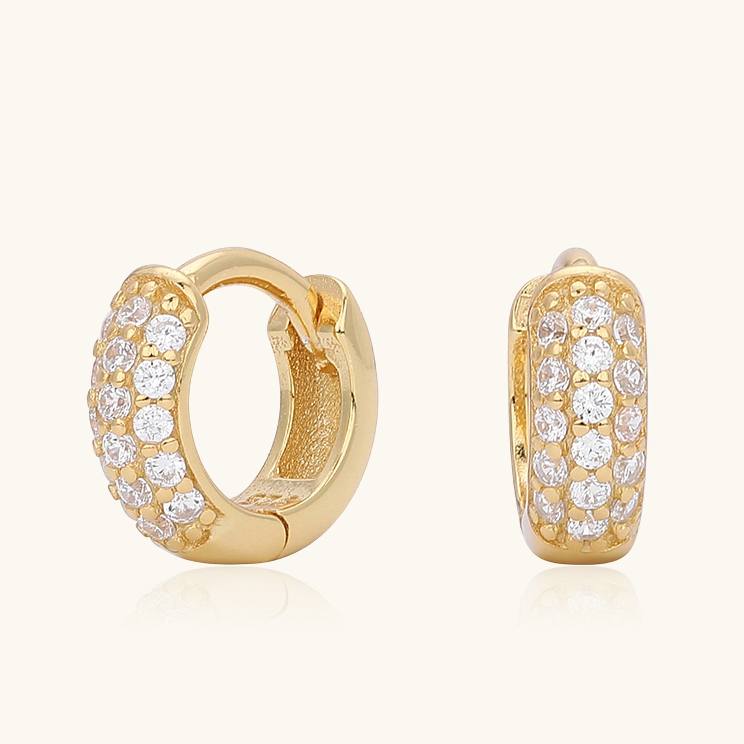 Luxe Half Eternity Huggie Hoop Earrings - Gold