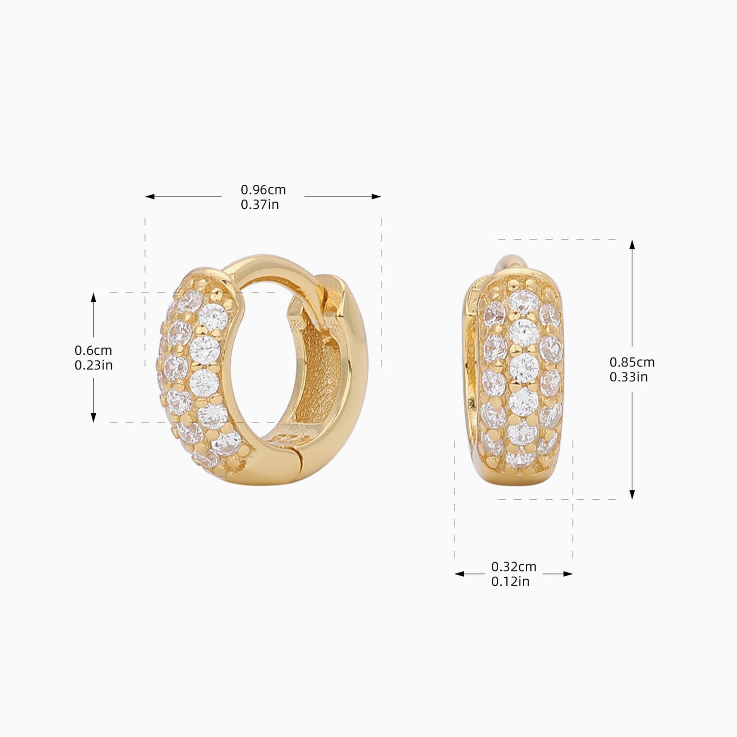 Luxe Half Eternity Huggie Hoop Earrings - Gold