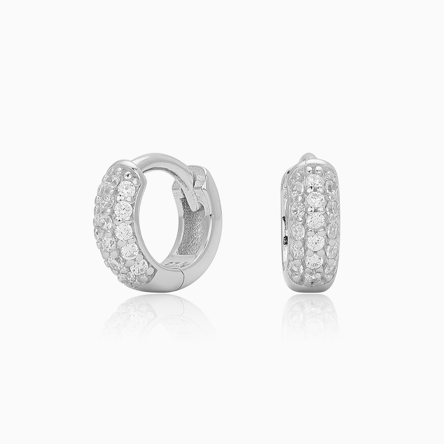 Luxe Half Eternity Huggie Hoop Earrings - Silver