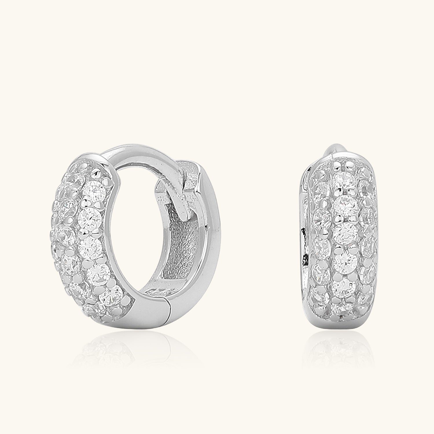 Luxe Half Eternity Huggie Hoop Earrings - Silver