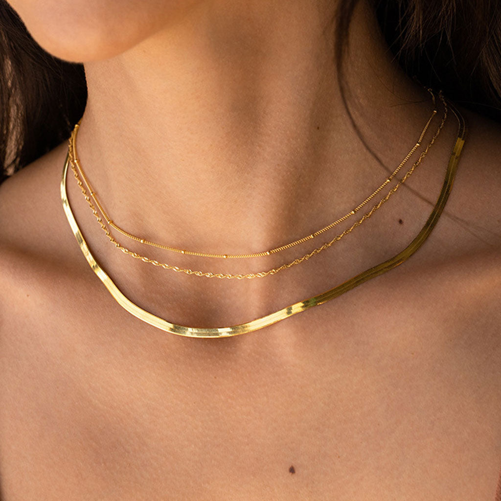 Luxe Herringbone Necklace - Gold
