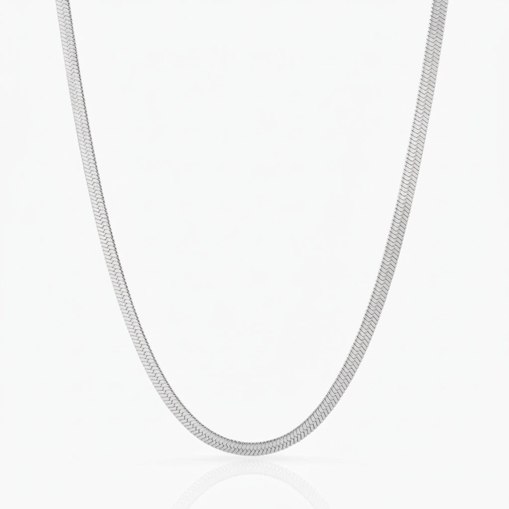 Luxe Herringbone Necklace - Silver