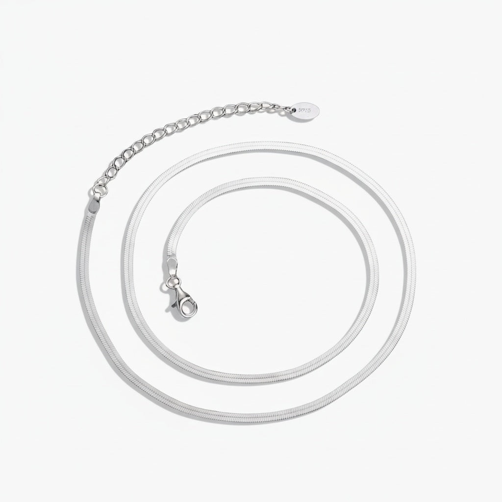 Luxe Herringbone Necklace - Silver