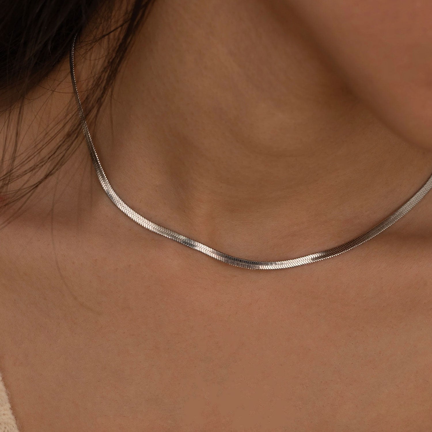 Luxe Herringbone Necklace - Silver