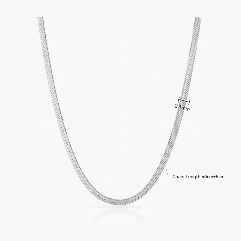 Luxe Herringbone Necklace - Silver