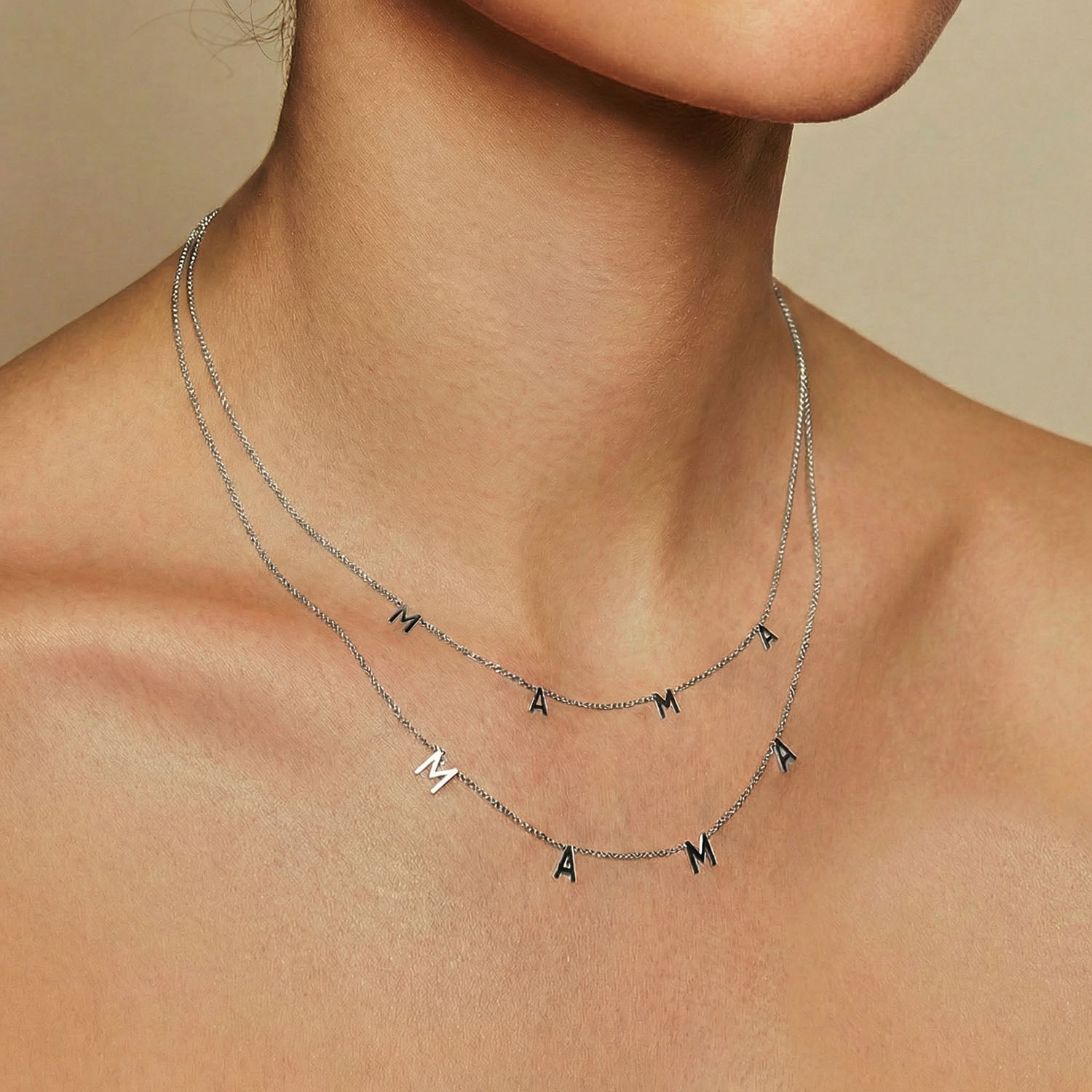 Mama Spaced Necklace - Silver