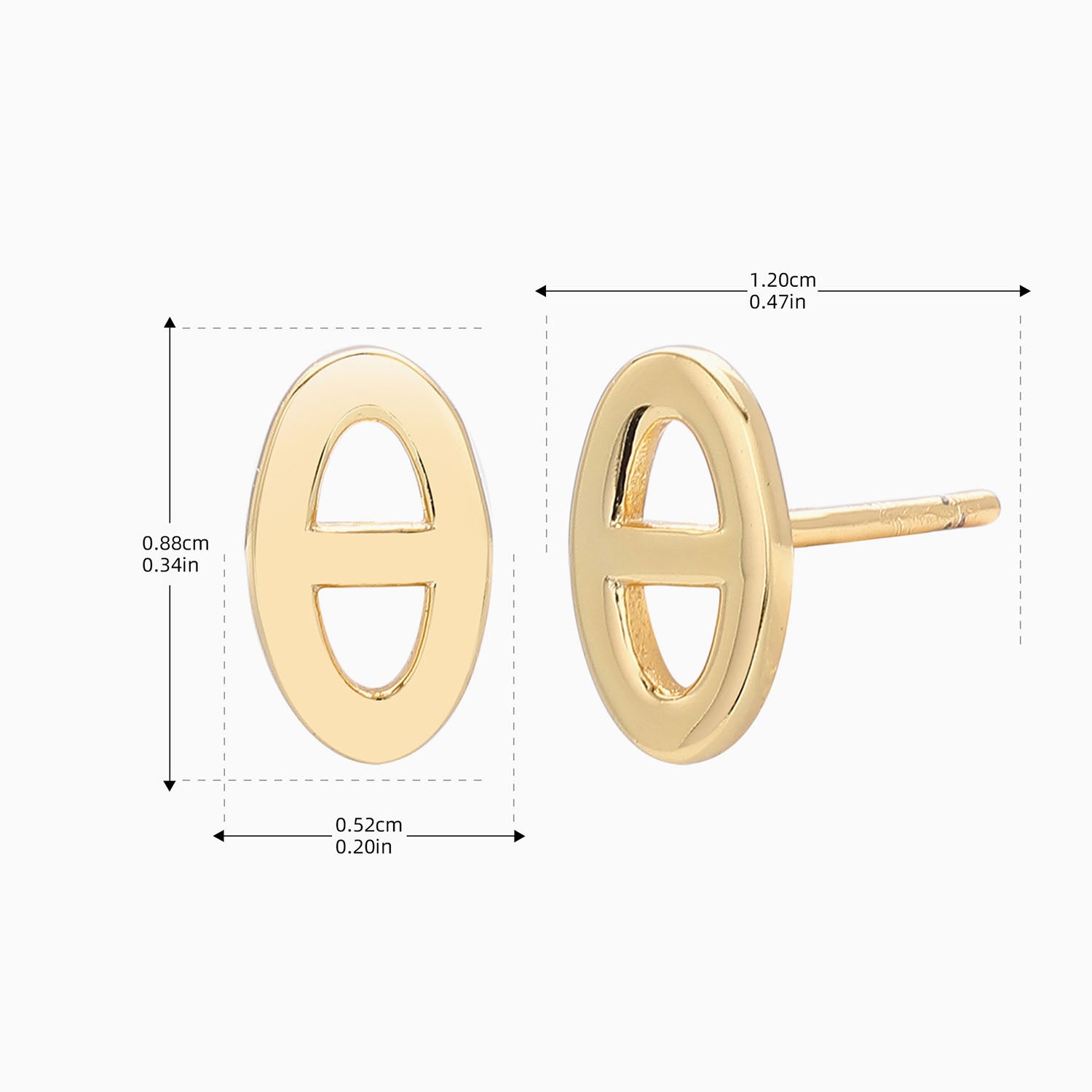 Mariner Link Stud Earrings - Gold