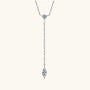 Marquise and Round Moissanite Lariat Necklace - Silver