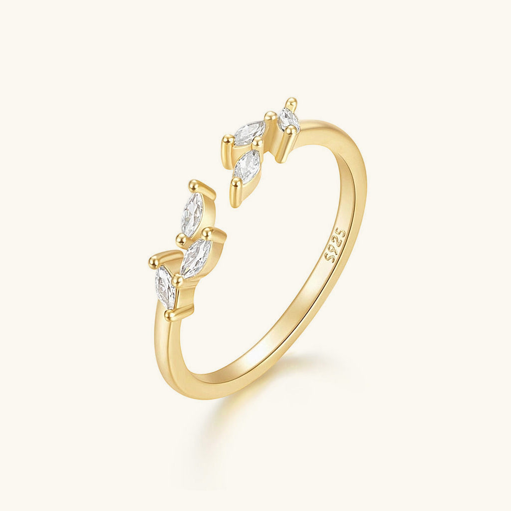Marquise Diamond Open Six Stone Ring - Gold